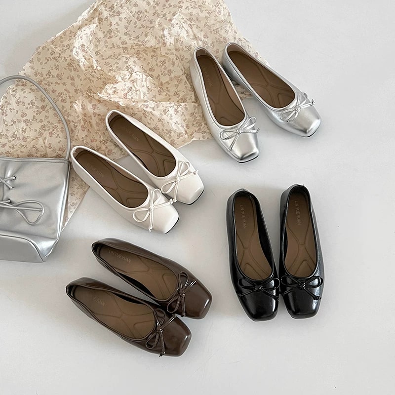 Women's Mary Jane Ballet Flats with Bow Detail photo 2