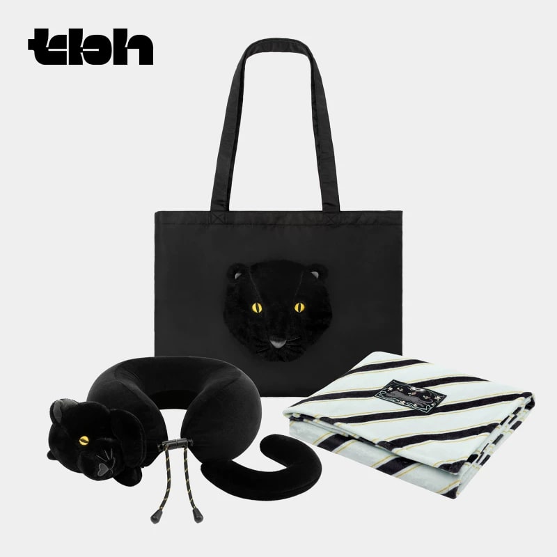 Black Panther Travel Neck Pillow with Optional Blanket Set