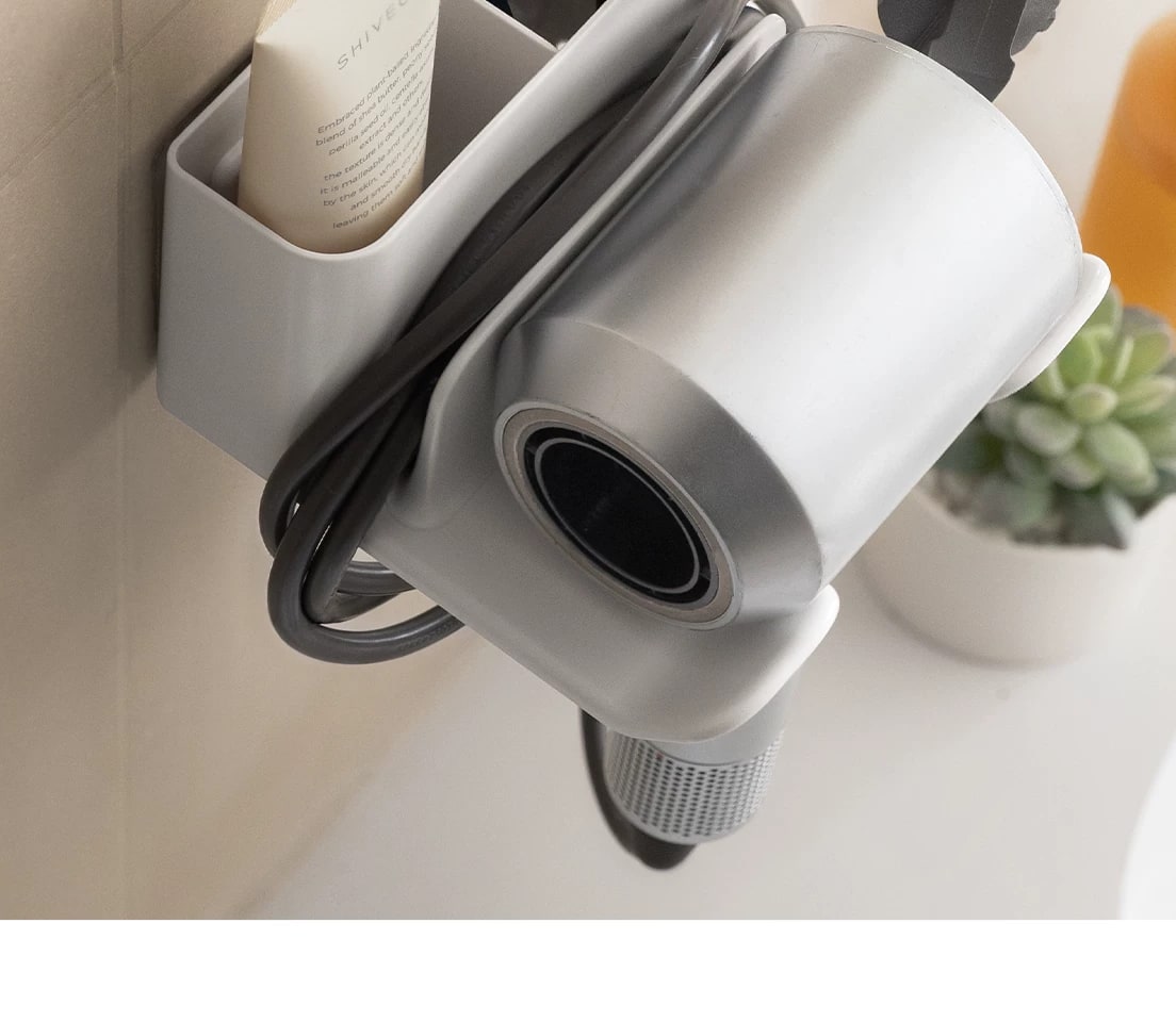 No-Drill Plastic Wall-Mounted Hair Dryer Holder photo 2