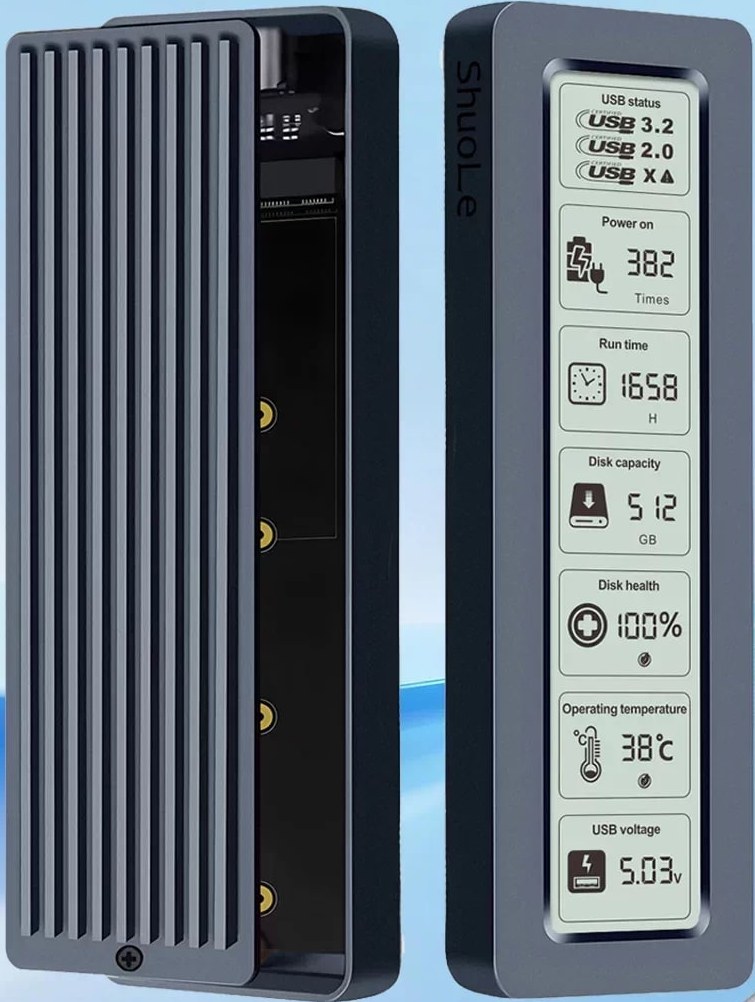 M.2 NVMe and SATA External SSD Enclosure with Speed Display — Electronics on G+ Market