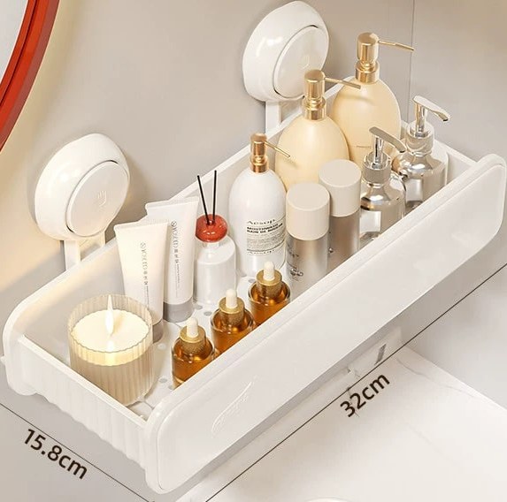 TAILI Suction Bathroom Shelf with Hooks and Rail — Home & Furniture on G+ Market