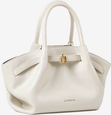 LA FESTIN Pleated Split-Leather Top-Handle Basket Bag