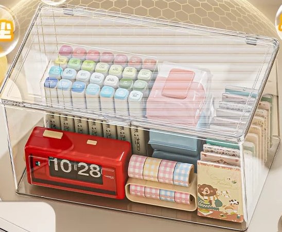 Clear Acrylic Desk Storage Box with Flip Lid — Home & Furniture on G+ Market
