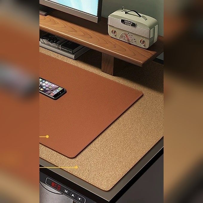 Leather and Cork Desk Mat with Stitched Edge — Electronics on G+ Market