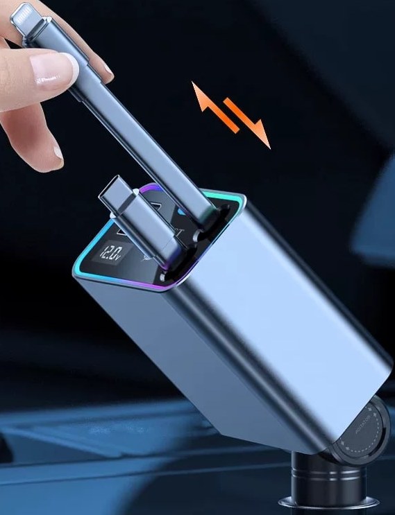 192W Retractable Fast Car Charger - Dual Port — Electronics on G+ Market