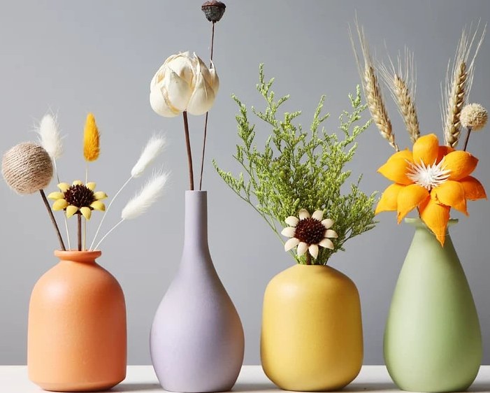 Matt Ceramic Bud Vases with Dried Flowers — Home & Furniture on G+ Market