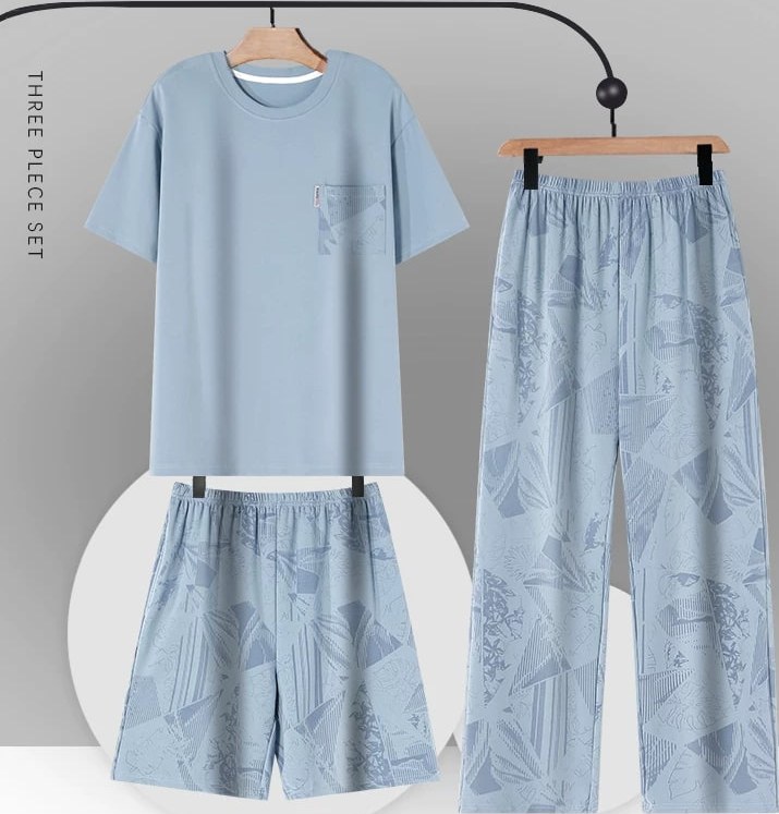 Men's Cotton Pyjama Set, Three Pieces — Fashion on G+ Market
