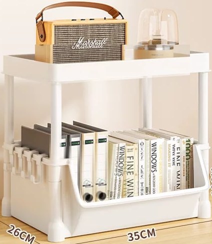 Rolling Multi-Tier Storage Trolley with Castors and Hooks