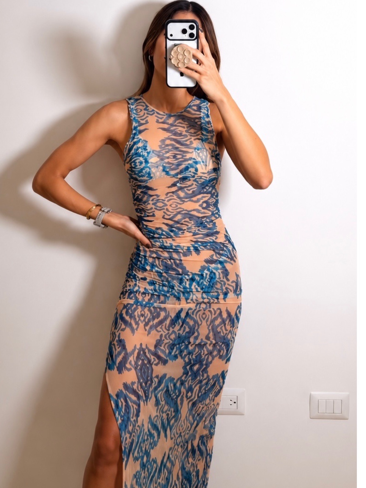 Cover Midi Mesh Beige Azul (covertdb120)