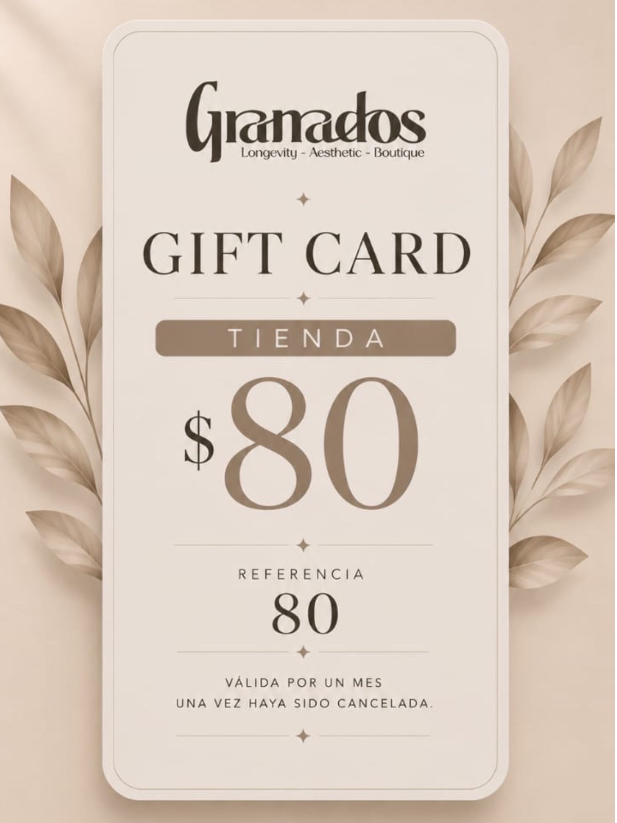 Gift Card Física Tienda