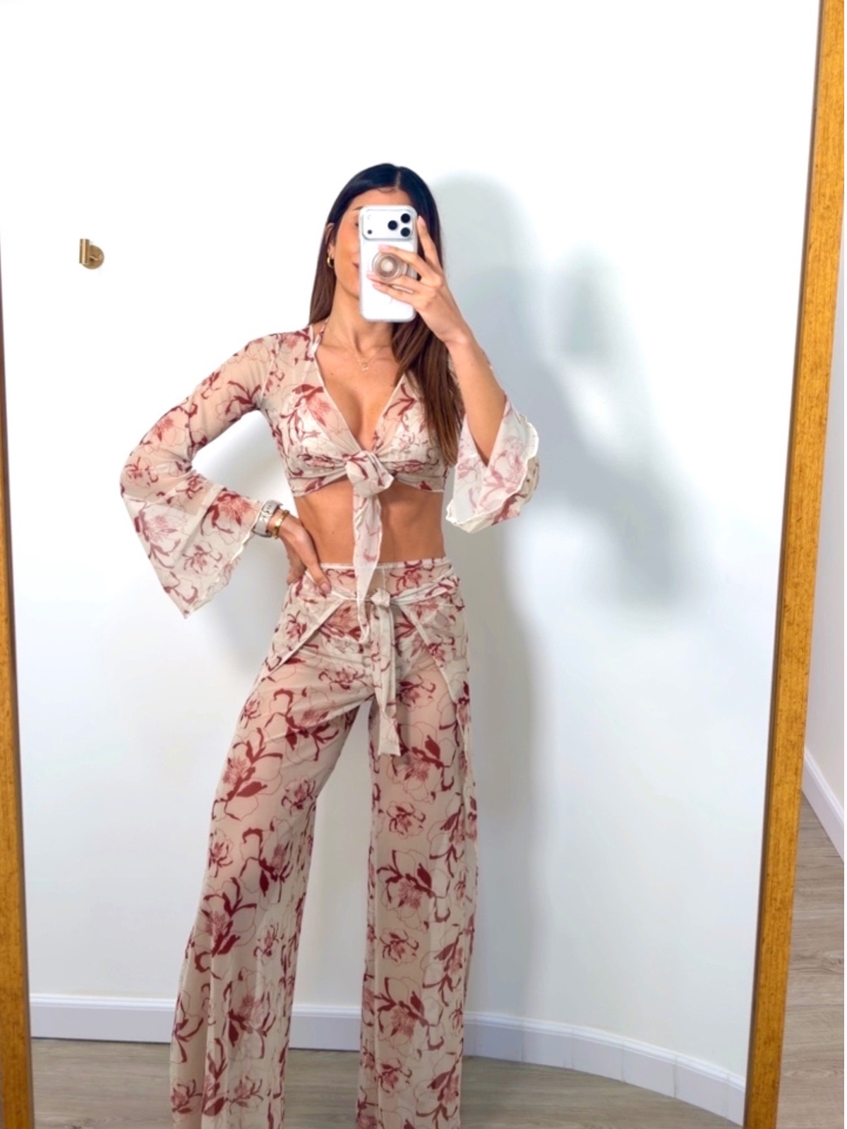 Set Pant Mesh Flor Roja - (covertdb125)