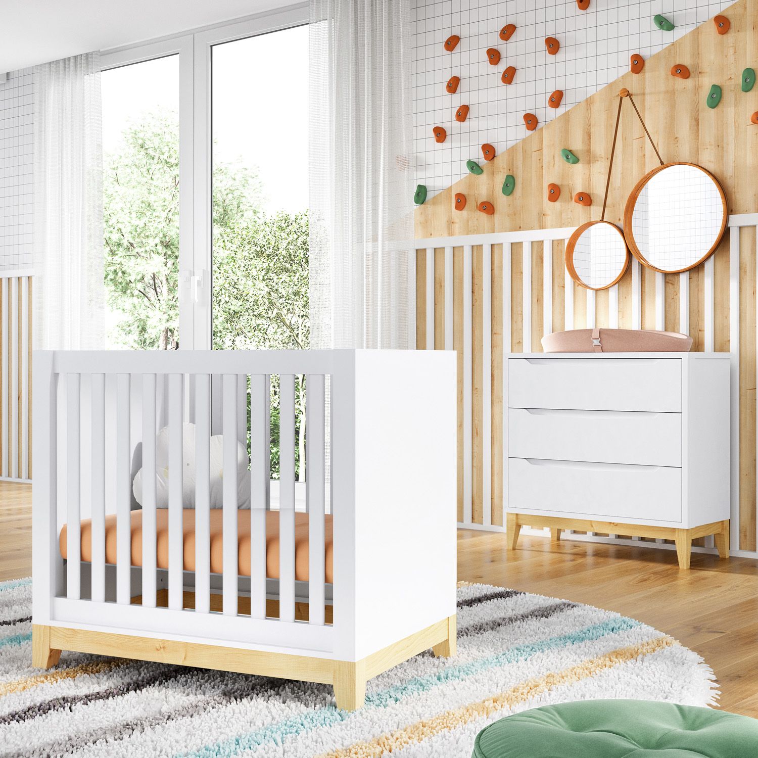 Quarto de Bebê Berço Branco + Cômoda Amor Perfeito