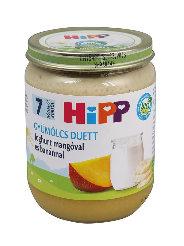 Hipp Bio Joghurt mangó banán Gyümölcs Duett 7 Hónapos Kortól 160 G