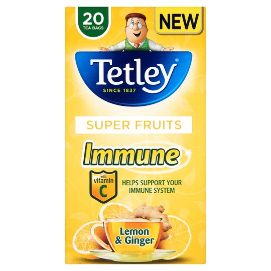Tetley Super Fruits Immune citrom és gyömbér gyümölcstea hozzáadott C vitaminnal 20 filter 40 g