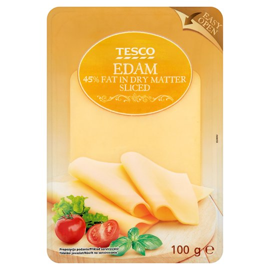 Tesco zsíros, félkemény, szeletelt edámi sajt 100 g