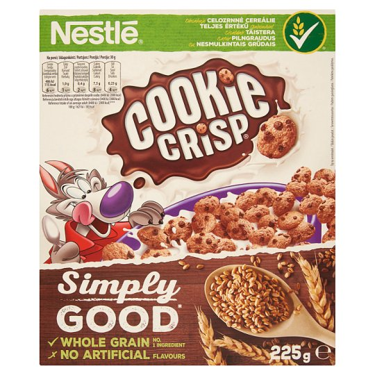 Nestlé Cookie Crisp süti formájú, csoki ízű ropogós gabonapehely 225 g