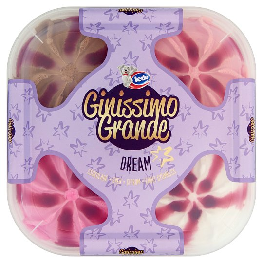 Ledo Ginissimo Grande Dream csokoládé , eper , erdei gyümölcs és citromízű jégkrém 1650 ml