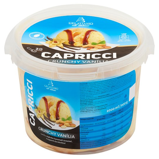 Gelatiamo Capricci Crunchy Vanília vanília jégkrém karamell öntettel, mogyoró darabokkal 2000 ml