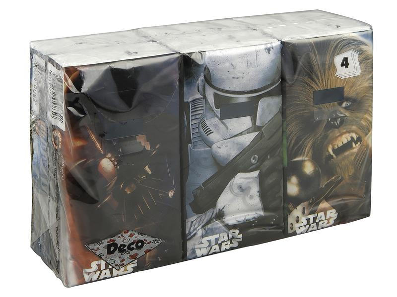 Papír zsebkendő Star Wars, 4 rétegű, 6x9 db, 54 db