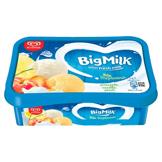 Big Milk Trio Tropicana ananász szorbé vanília tejszín ízű és őszibarack jégkrém 1000 ml
