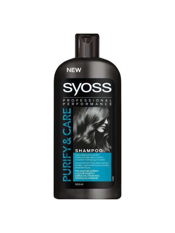 Syoss Sampon Purify & Care Roots & Tips zsíros hajtövekre és száraz hajvégekre, 500 ml