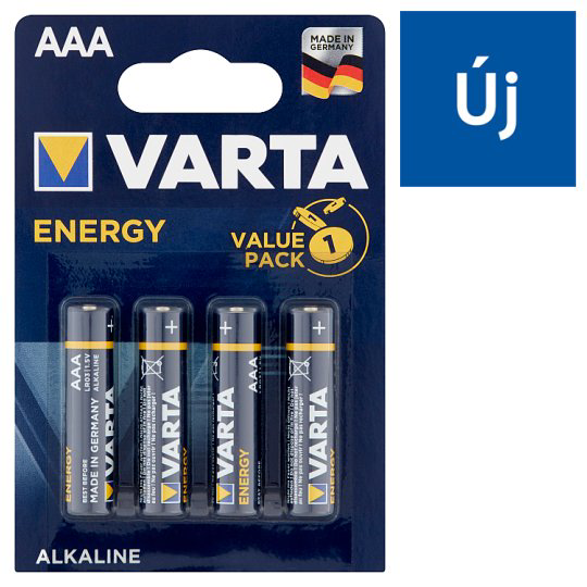 Varta Energy AAA LR03 1,5 V nagy teljesítményű alkáli elem 4 db