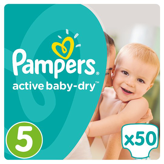 Pampers Active Baby Dry Pelenka 5 ös Méret (Junior), 50 Darabos Kiszerelés