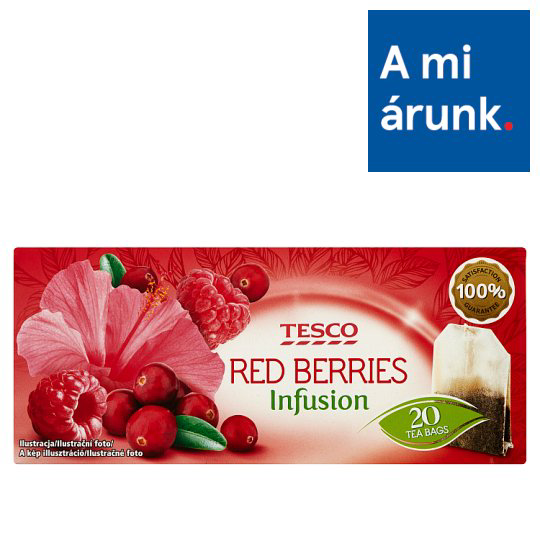 Tesco Red Berries Infusion málna vörösáfonya ízű filteres gyümölcstea 20 filter 40 g