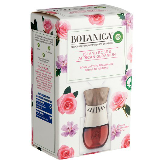 Botanica by Air Wick Szigeti rózsa és Afrikai geránium légfrissítő készülék & utántöltő 19 ml