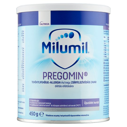 Milumil Pregomin speciális  gyógyászati célra szánt  élelmiszer újszülött kortól 450 g