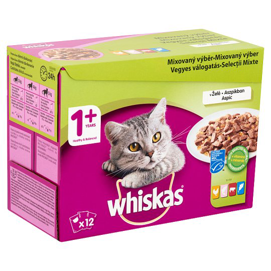 Whiskas nedves állateledel macskák számára halas húsos mix aszpikban 12 x 100 g