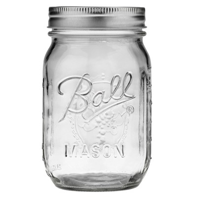  Ball 16oz 12pk Glass Regular Mouth Mason Jar with Lid & Band