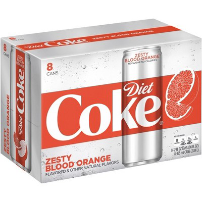 Diet Coke Diet Coke Zesty Blood Orange  8pk/12 fl oz Sleek Cans