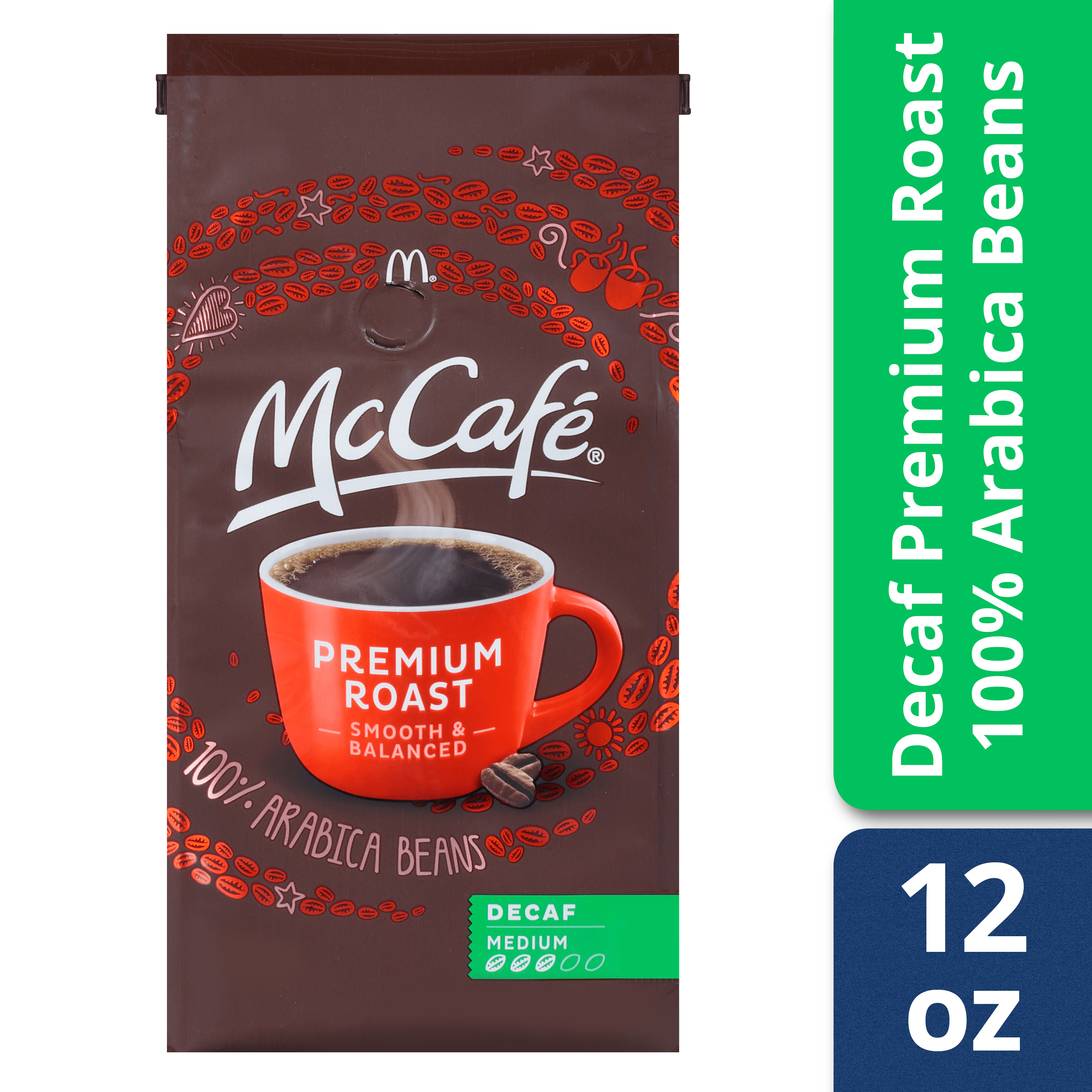 McCafe McCafe Premium Roast Medium Decaf Ground Coffee, Decaffeinated, 12 oz Bag
