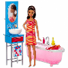  Barbie bútorok fürdőszoba barna hajú Barbie val