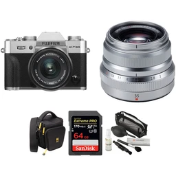 FUJIFILM X-T30 FUJIFILM X-T30 Mirrorless Digital Camera with 15-45mm and 35mm f/2 Lenses and Accessories Kit (Silver)