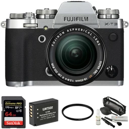 FUJIFILM X-T3 FUJIFILM X-T3 Mirrorless Digital Camera with 18-55mm Lens and Accessories Kit (Silver)