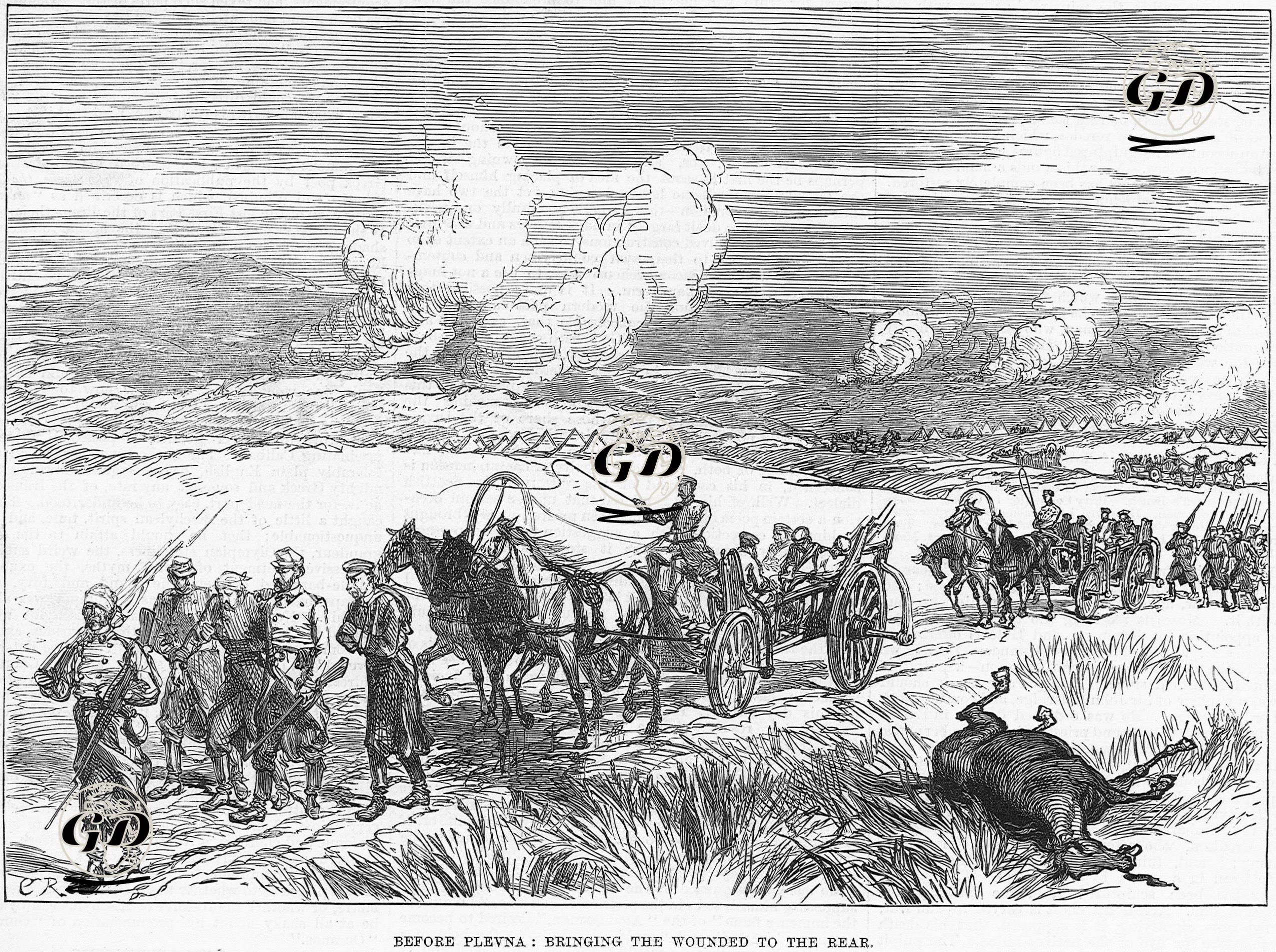Sketches Of The War, Before Plevna-Bringing The Wounded To The Rear -  - 1877