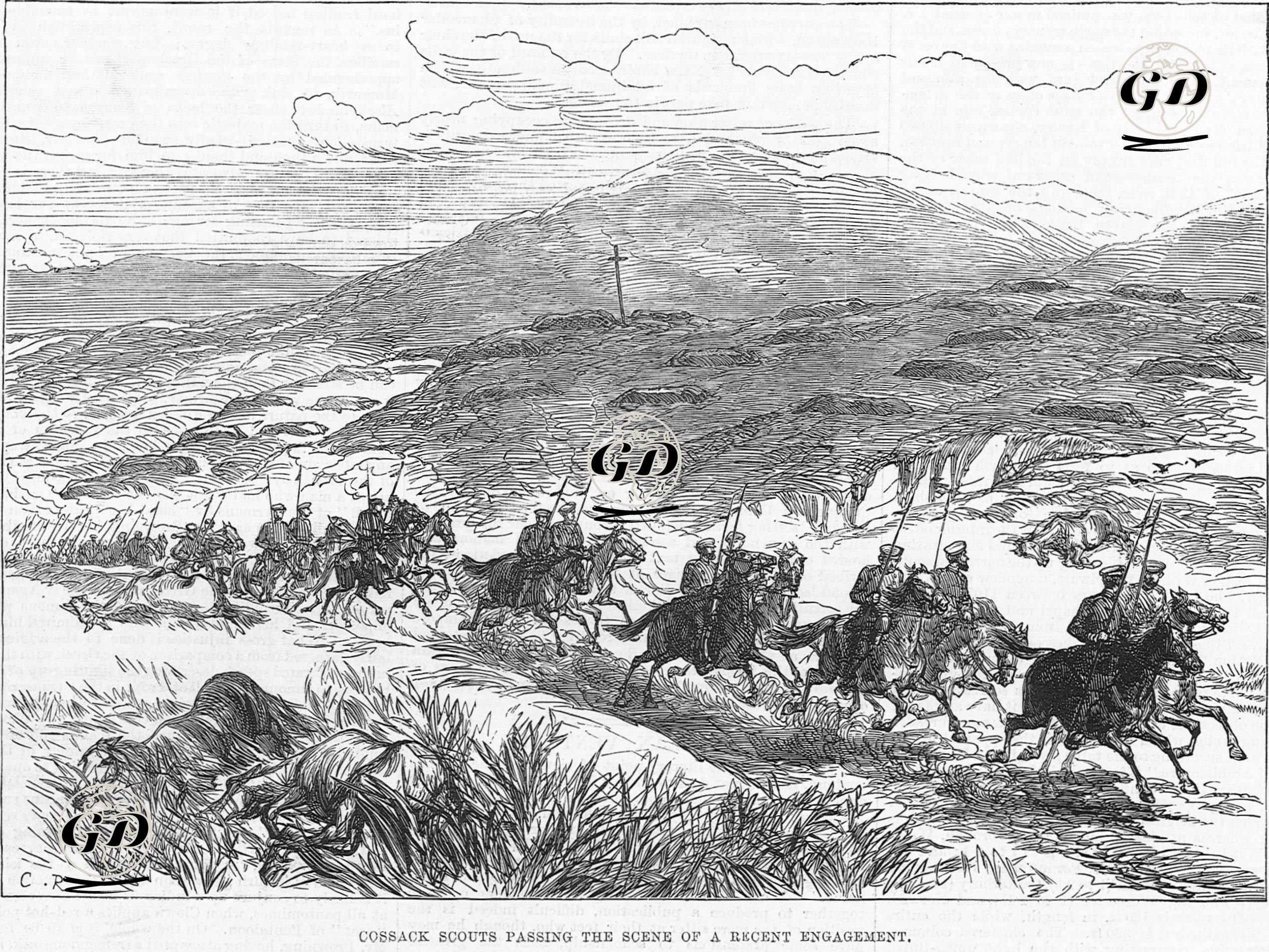 Sketches Of The War, Cossacks Scouts Passing The Scene Of A Recent Engagement -  - 1877