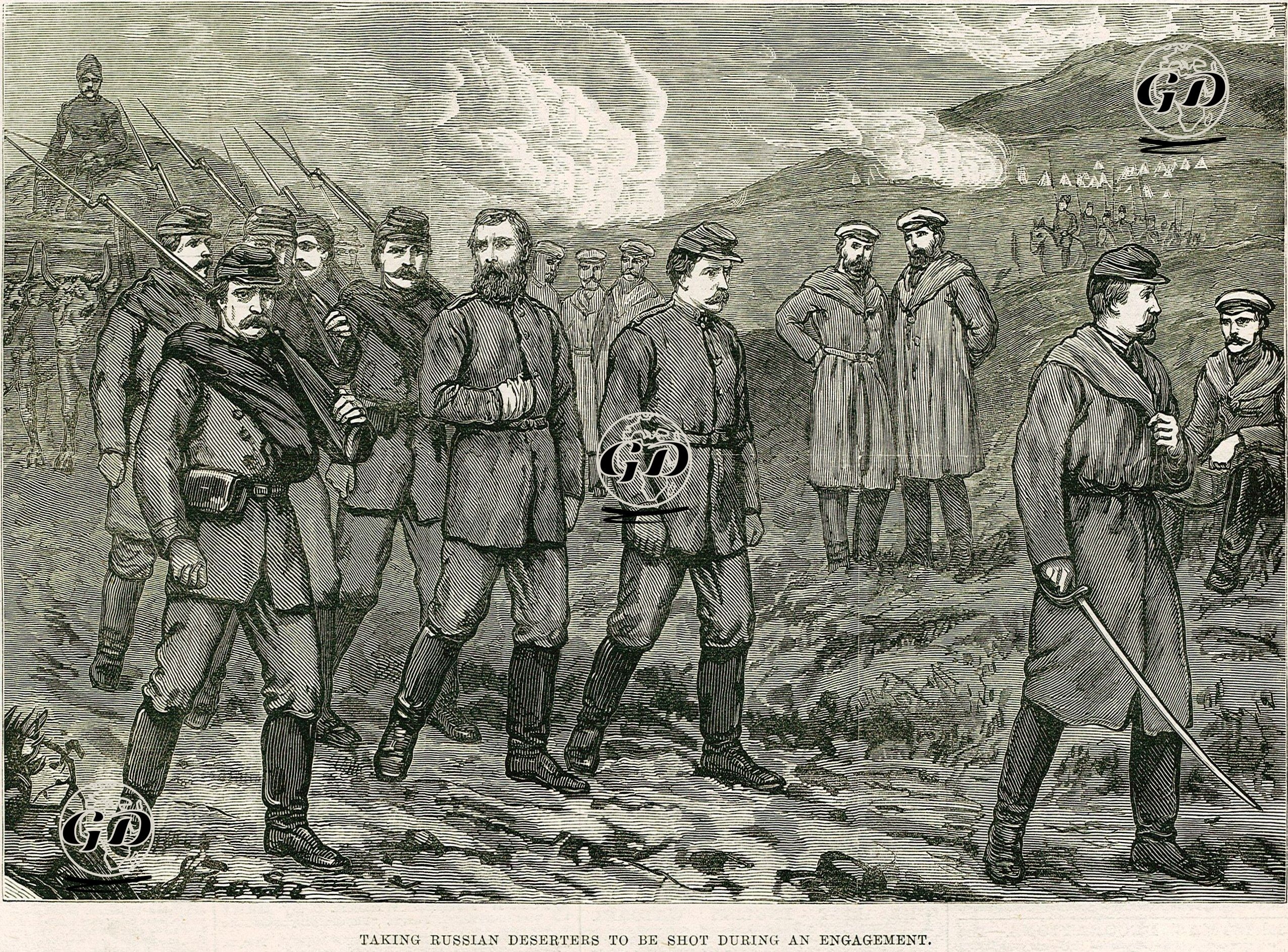 93 Harbinde Çatışmaları Sırasında Rus Asker Kaçağının Kurşuna Dizilmesi İçin Götürülmesi  -  - 1877