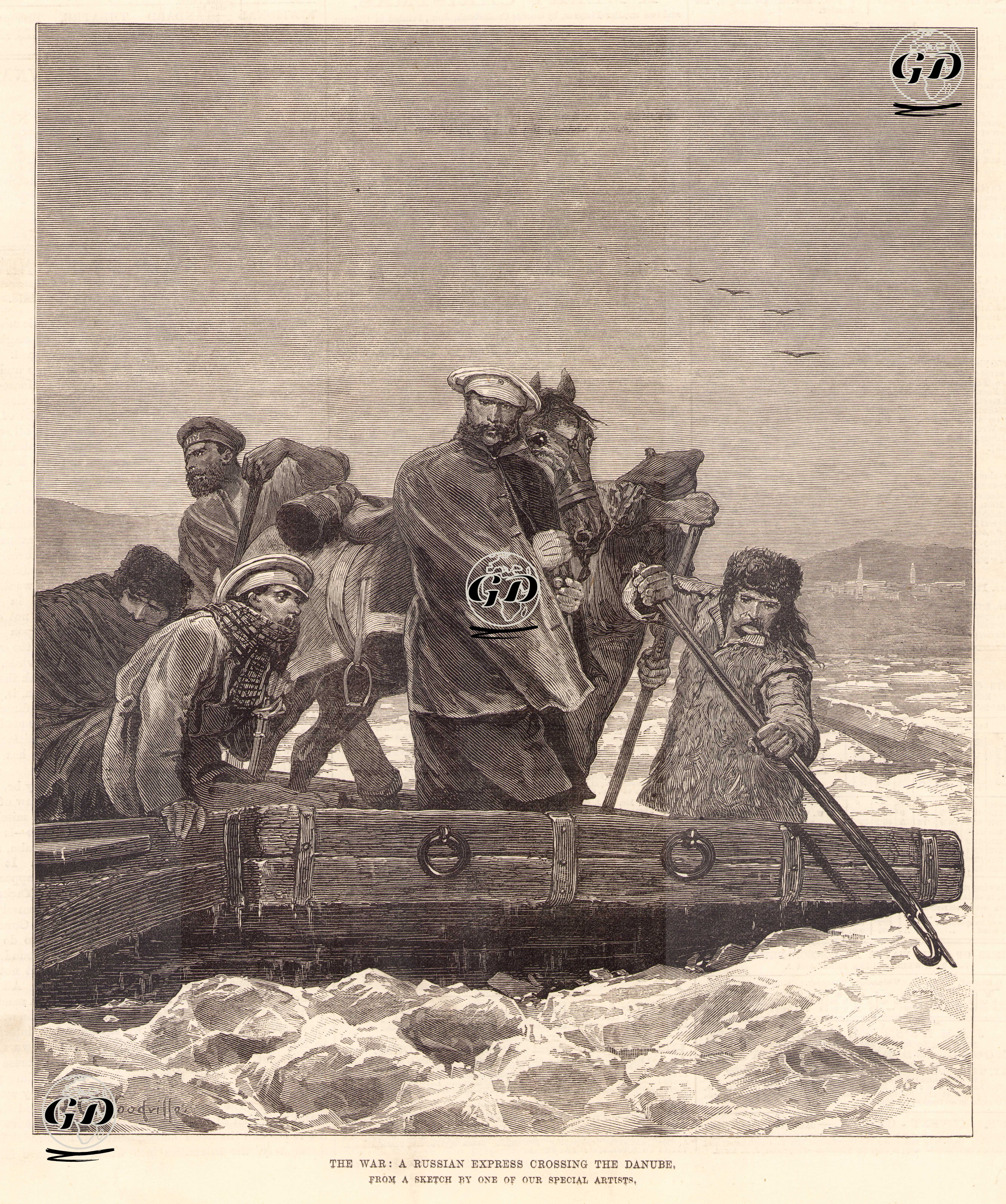 93 Harbi Sırasında Bir Rus Habercisinin Tuna Nehrini Geçişi - Richard Caton Woodville (1856-1927) - 1878