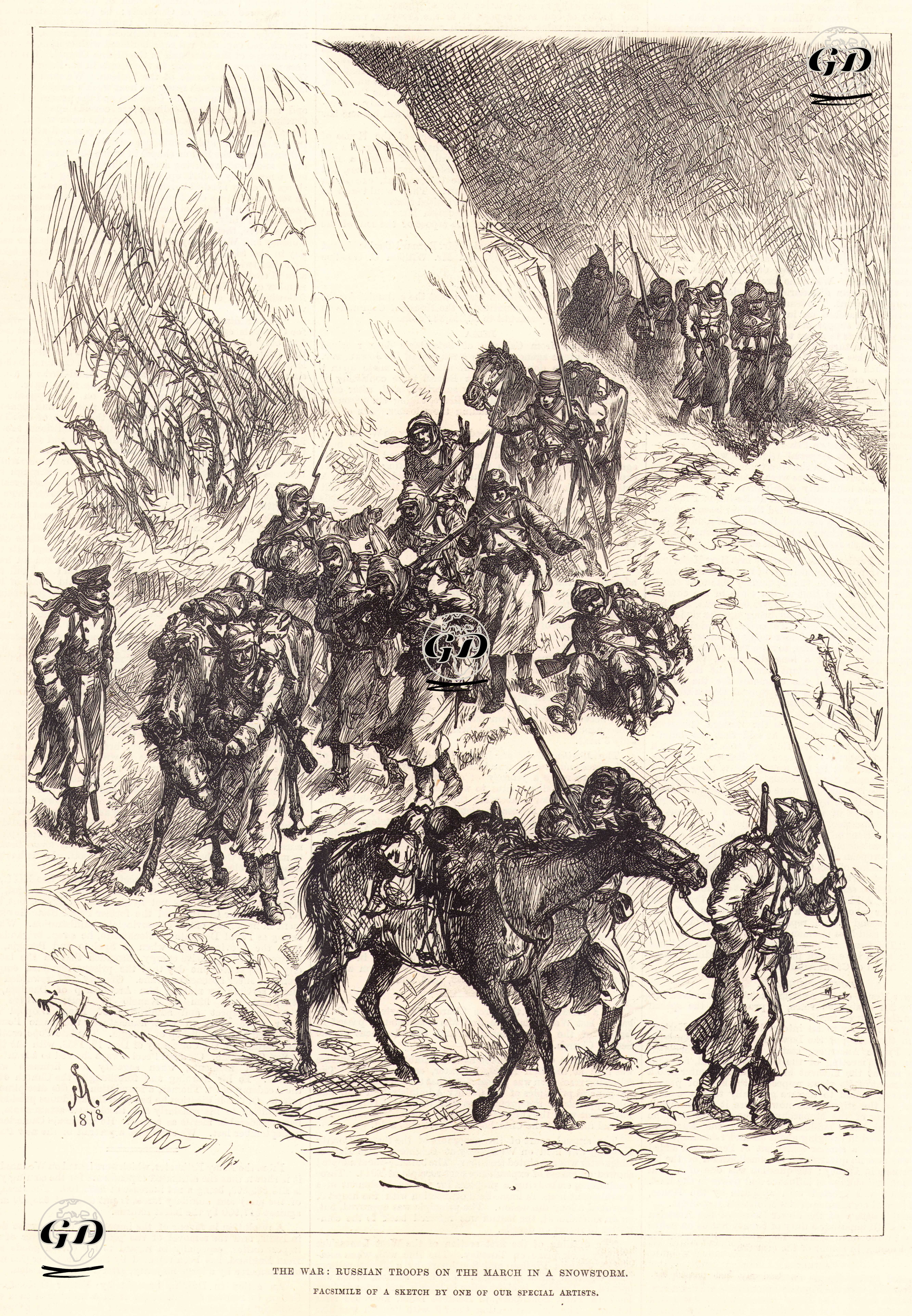 93 Harbi Sırasında Rus Birliklerin Kar Fırtınasının İçinde Yürümeleri -  - 1878