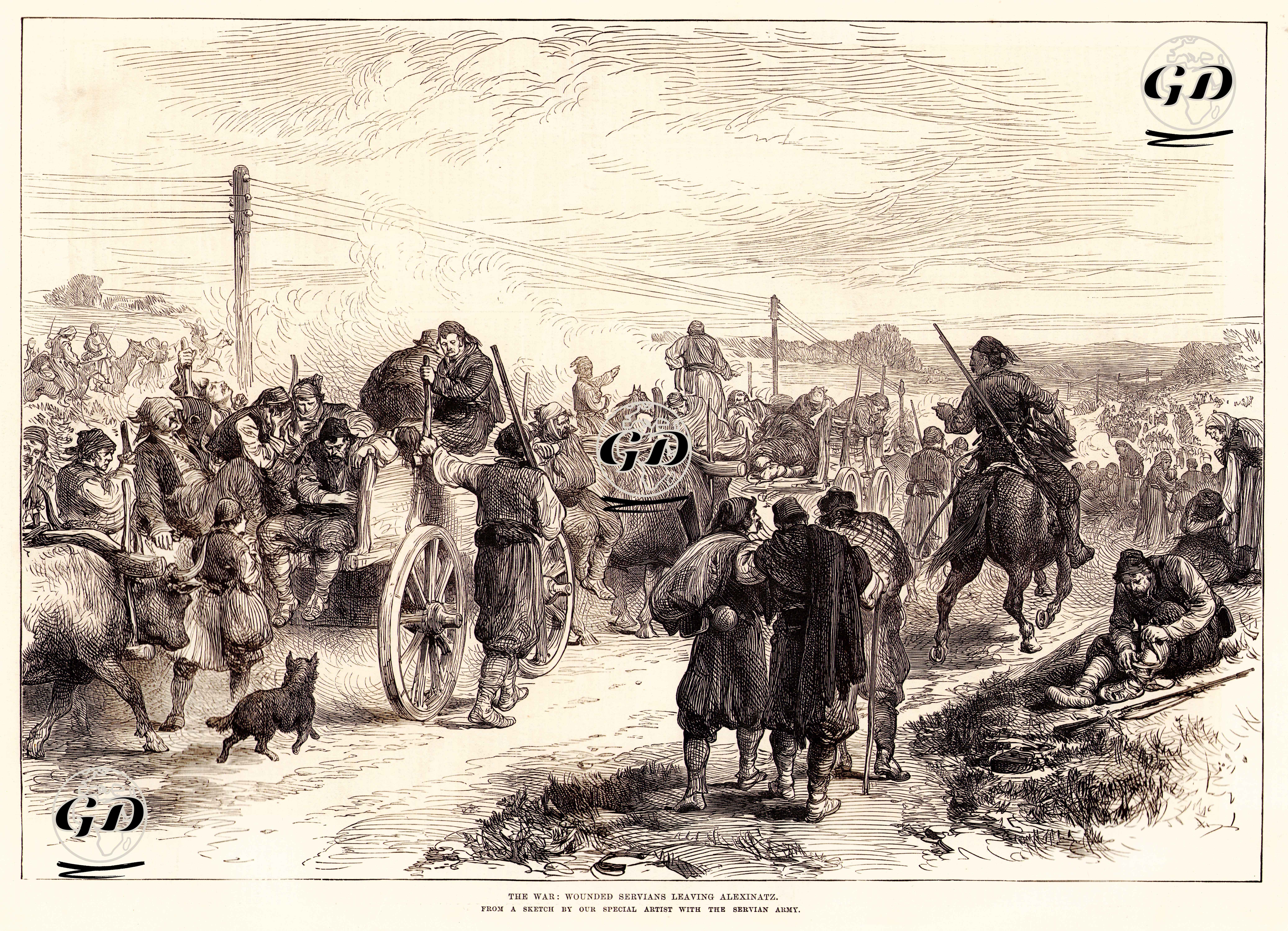 1876-1877 Osmanlı-Sırp Savaşı Sırasında Yaralı Sırpların Aleksinaç'dan Ayrılması -  - 1876