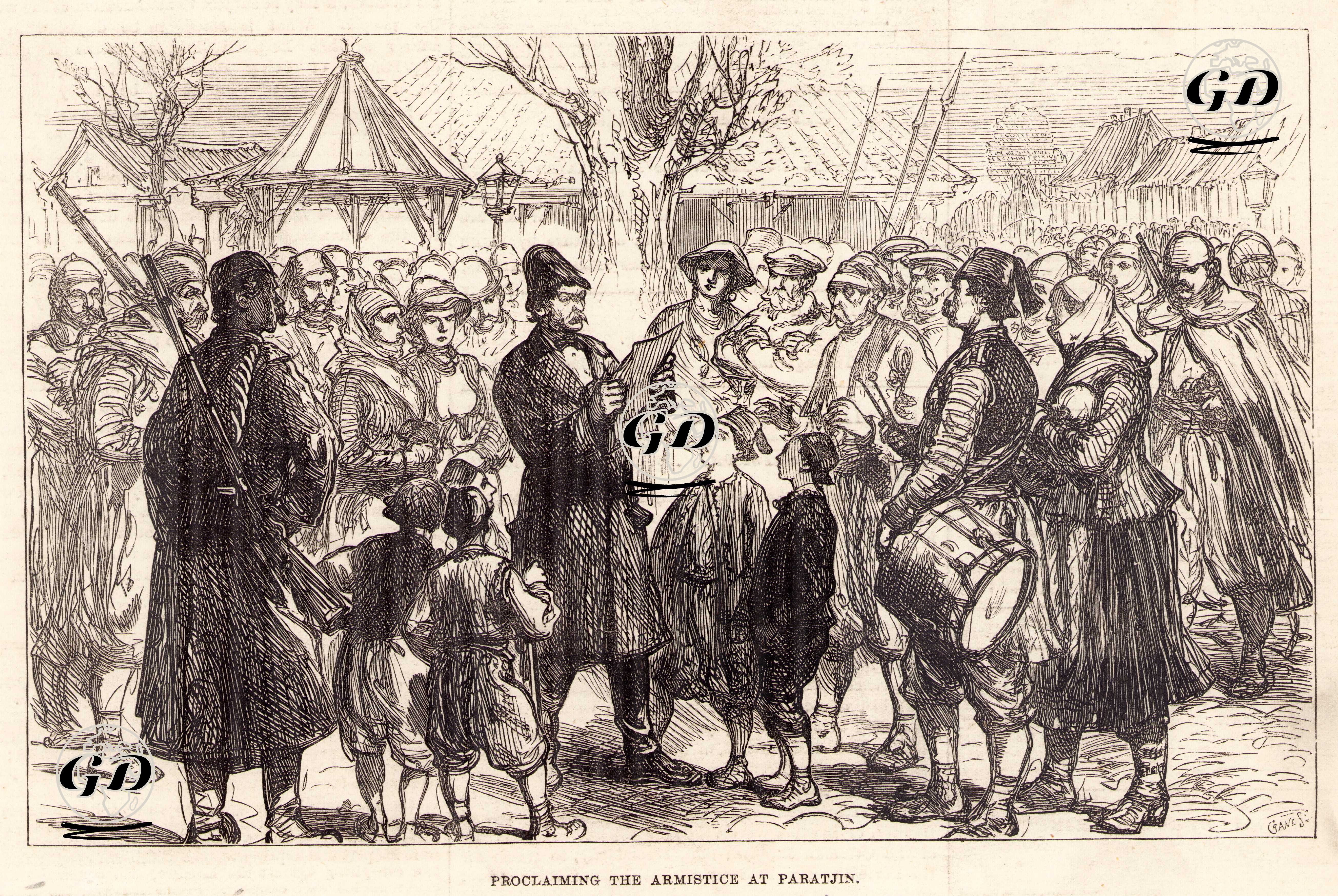 1876-1877 Osmanlı-Sırp Savaşı Sırasında Paratjin'de Ateşkesin Halka Duyurulması -  - 1876