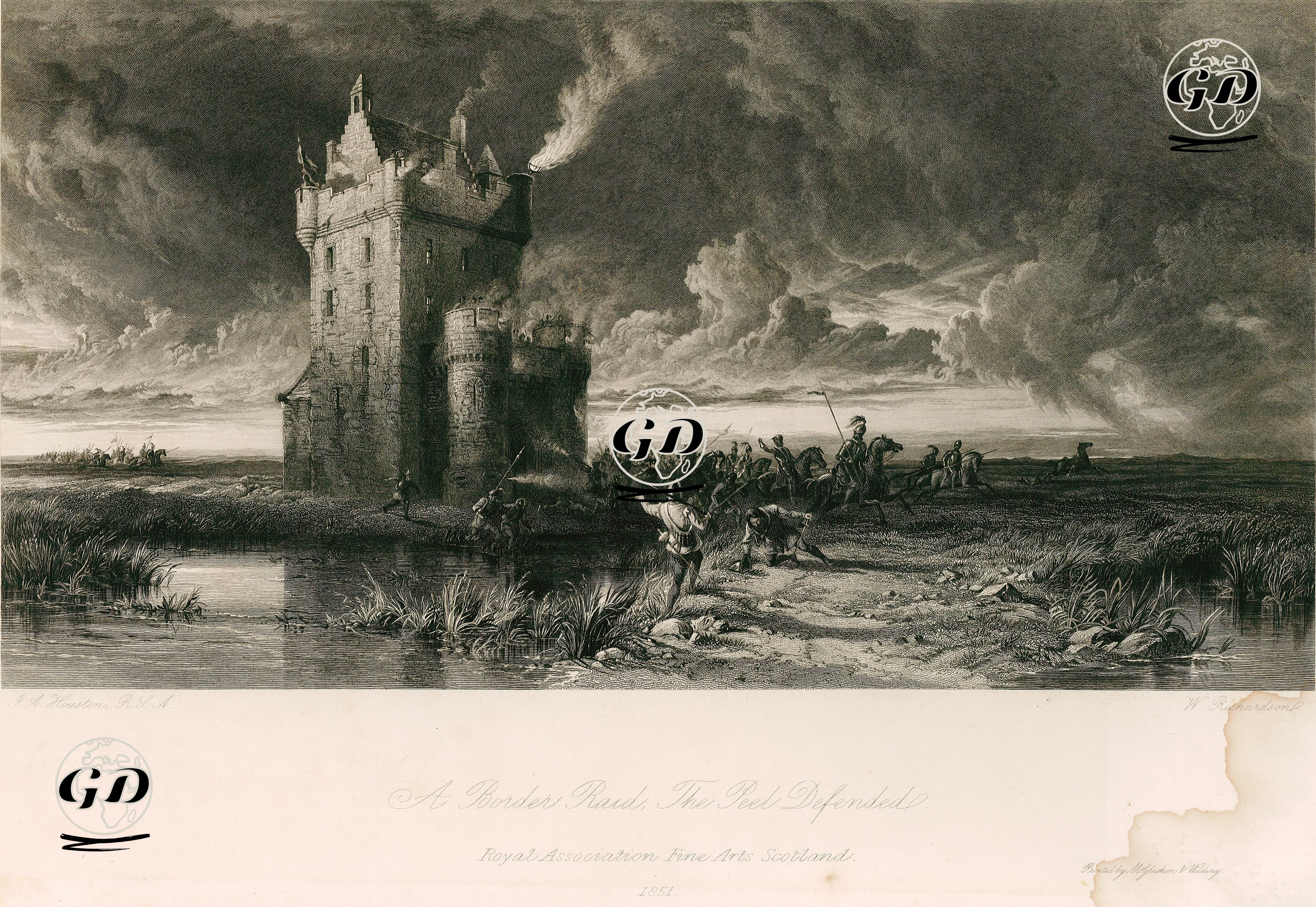 İngilizlerin Sınır Saldırılarına Karşı İskoçyalıların Kule Kalelerini Koruması - John Adam Houston(1811-1884) - 1851