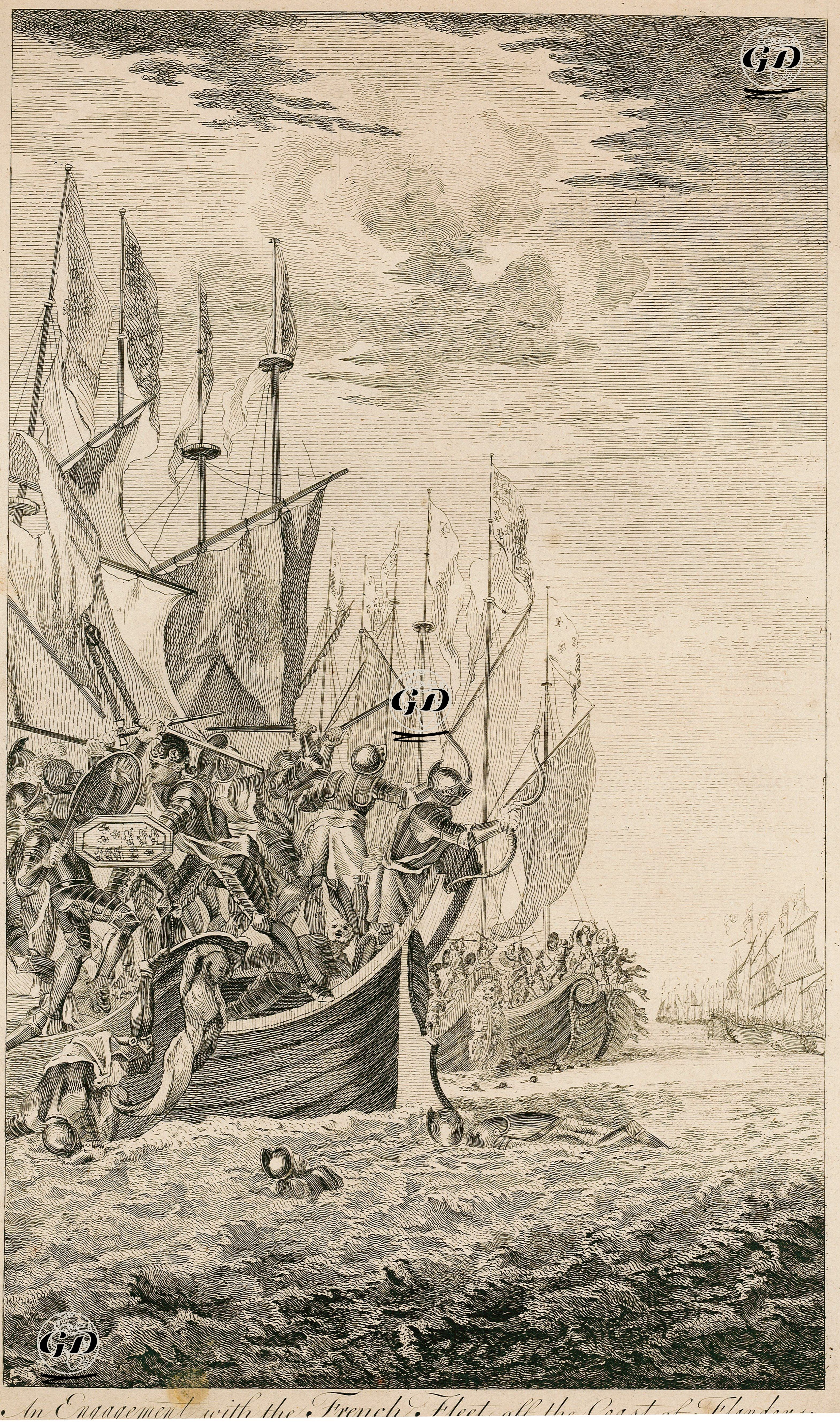 Hollanda Kıyılarında İngiliz Kralı III. Edward'ın Komuta Ettiği Donanmanın Fransız Donanması İle Savaşması (Sluys Deniz Savaşı) -  - 1790's
