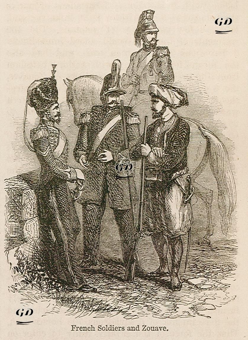 French Soldiers And Zouave  -  - 1856