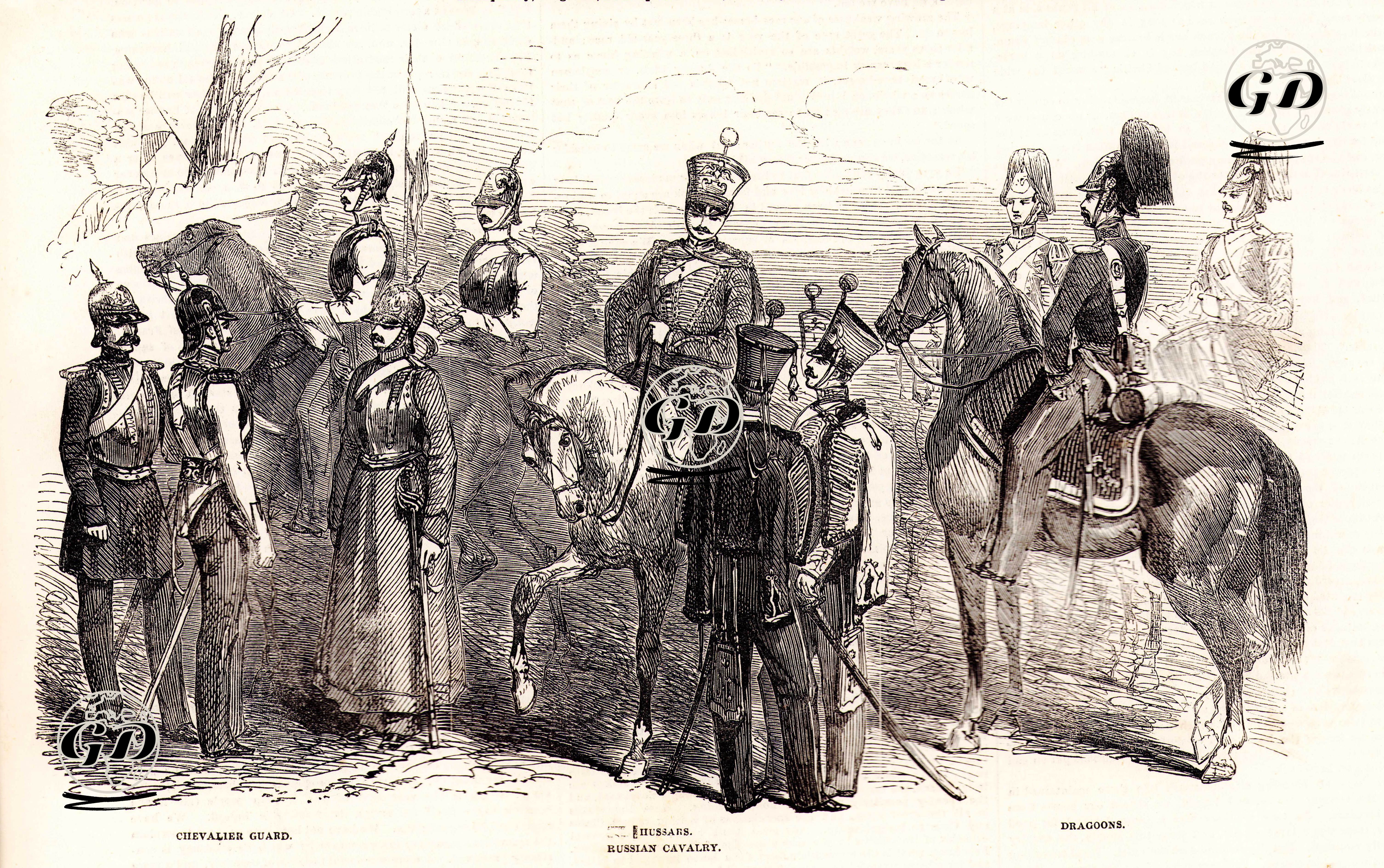 93 Harbi Sırasında Rus Süvarileri-Şövalye Muhafızı, Hussar Süvarileri, Dragon Süvarileri -  - 1853