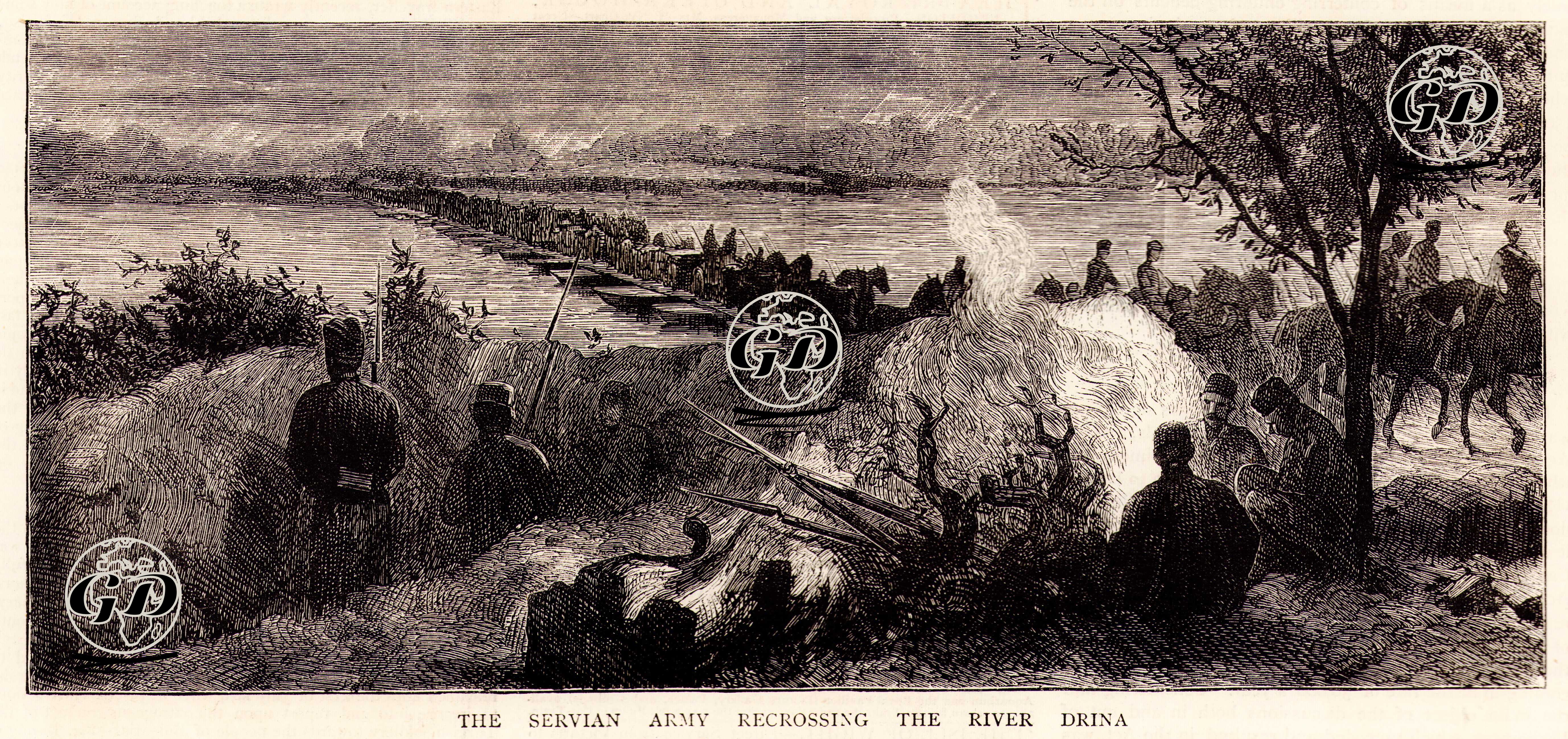 1876-1877 Osmanlı-Sırp Savaşı Sırasında Sırp Ordusunun Drina Nehrini Tekrar Geçmesi  -  - 1876