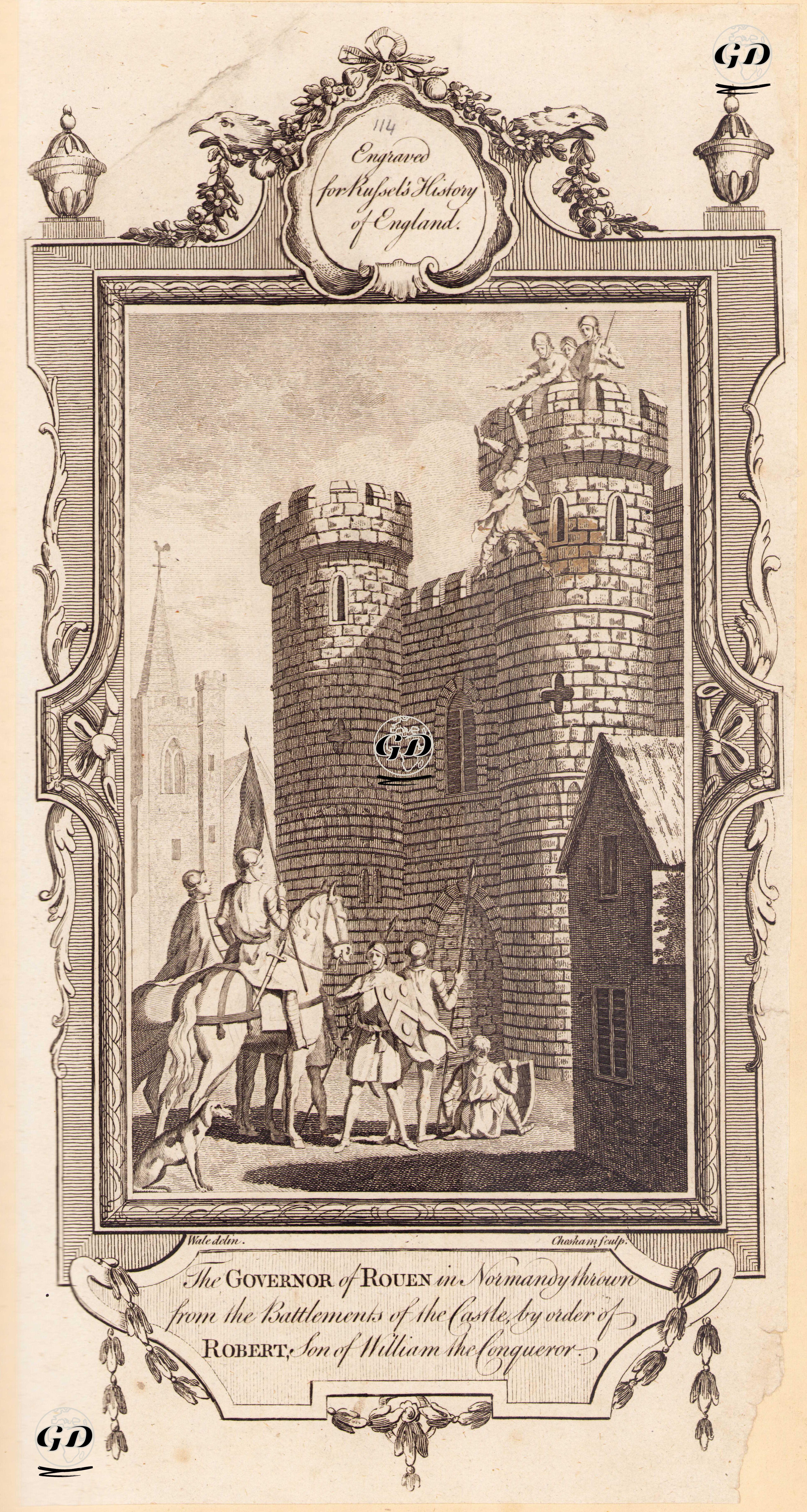 The Governor Of Rouen in Normandy Thrown From The Battlements Of The Caste By Order Of Robert Son Of William The Conqueror - Samuel Wale (1721-1786) - 1780